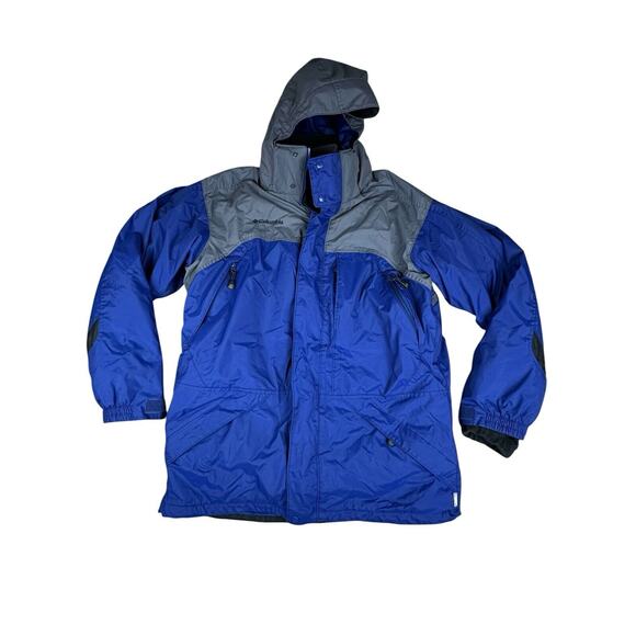 Columbia Core Interchange Nylon Jacket Medium Blue Full Zip Fleece Lined 2 Parts - Picture 1 of 7